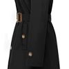 Women's Double Breasted Long Trench Coats Mid-Length Belted Overcoat Dress Jacket with Detachable Hood