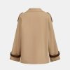 Women's Cropped Trench Coat Notch Lapel Long Sleeve Blazer Casual Short Jacket Fall Fashion Outerwear with Pockets