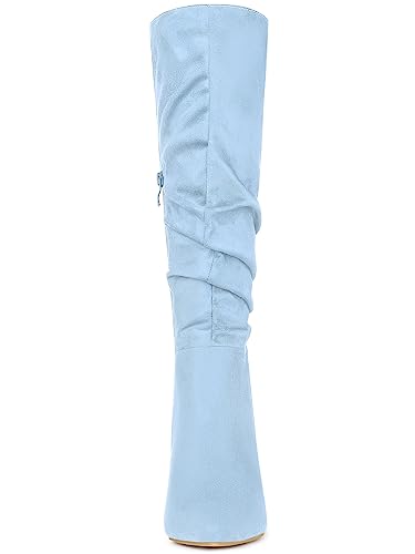 Women's Slouch Pointed Toe Chunky Heel Knee High Boots