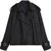 Women's Double Breasted Short Trench Coat Casual Lapel Long Sleeve Jacket Four Seasons Outerwear