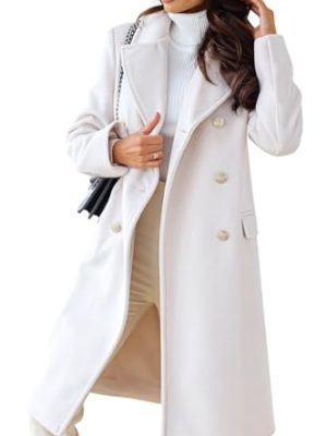 Women's Winter Jacket Double-Breasted Wool Blend Warm Long Trench Coat
