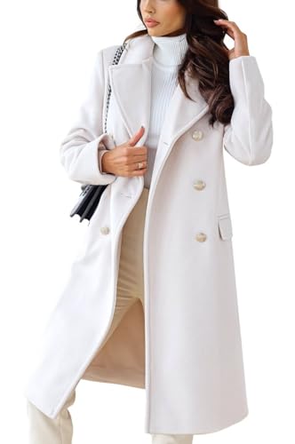 Women's Winter Jacket Double-Breasted Wool Blend Warm Long Trench Coat
