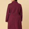 Women's Plus Size Single Breasted Belted Winter Long Coat