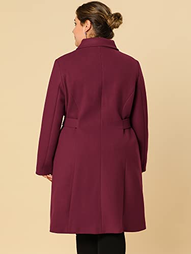 Women's Plus Size Single Breasted Belted Winter Long Coat