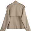 Women's Double Breasted Short Trench Coat Casual Lapel Long Sleeve Jacket Four Seasons Outerwear