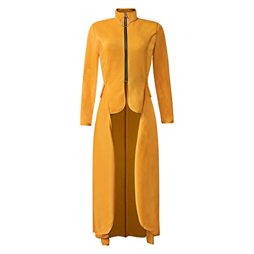 Womens Long Dovetail Gothic Trench Coat Polka Dot Zipper Up Tailcoat Jacket