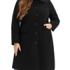 Plus Size Women Long Coats Peter Pan Collar Single Breasted with Pockets Trench Winter Long Peacoat