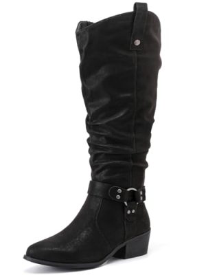 Women's Extra Wide Calf Knee High Boots, Wide Width Slouchy Knee-High Boots.