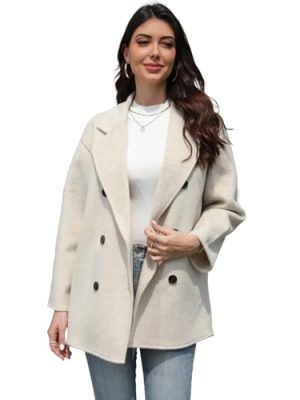 Wool Blend Wrap Coat Women's Superior 70% Wool Coat, Classy Long Wool Coat with Belt