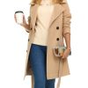 Trench Coat for Women – Double-Breasted Long Winter Faux Wool Coat