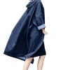 Women's Casual Hooded Denim Jacket Open Front Loose Fit Boyfriend Jean Long Trench Coat with Hood