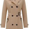 Women's Trench Coat Double Breasted Classic Long Coat Windproof Fashion Outerwear