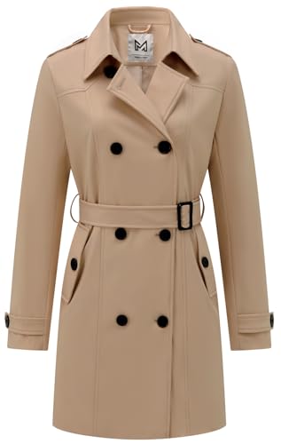 Women's Trench Coat Double Breasted Classic Long Coat Windproof Fashion Outerwear