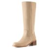 Women's Knee High Campus Boots Square Toe Chunky Block Low Heel Vintage Long Boots for Women Wide Calf