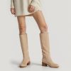 Women's Knee High Campus Boots Square Toe Chunky Block Low Heel Vintage Long Boots for Women Wide Calf