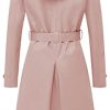 Women's Double Breasted Long Trench Coats Mid-Length Belted Overcoat Dress Jacket with Detachable Hood