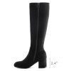 Knee High Boots for Women Block Chunky Heel Boots with Side Zipper