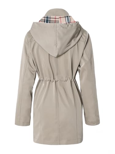 Women's Long Hooded Rain Jacket Outdoor Raincoat Windbreaker