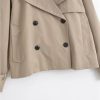 Women's Double Breasted Short Trench Coat Casual Lapel Long Sleeve Jacket Four Seasons Outerwear