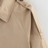 Women's Cropped Trench Coat Casual Zip Up Jacket Work Jackets with Pockets Outerwear