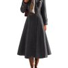 Womens Long Wool Coat Fall Winter Double Breasted Trench Coat Peacoat Jackets