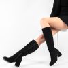 Knee High Boots for Women Block Chunky Heel Boots with Side Zipper