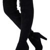 Women’s Thigh High Over The Knee Boots Suede Fashion Long 3.5 Inch Heel Boots with Zipper