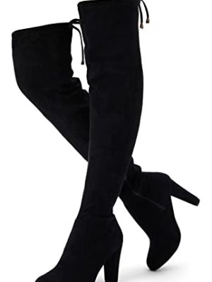 Women’s Thigh High Over The Knee Boots Suede Fashion Long 3.5 Inch Heel Boots with Zipper