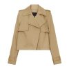 Womens Cropped Trench Coat Casual Long Sleeve Notched Lapel Blazer Jacket