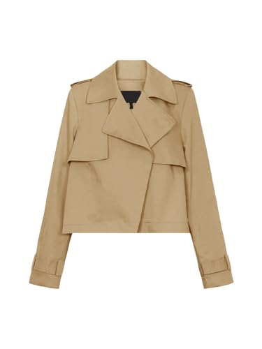 Womens Cropped Trench Coat Casual Long Sleeve Notched Lapel Blazer Jacket