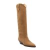 Suede Knee High Boots for Women Pointed Toe Cowboy Boots Chunky Low Heels Tall Long Boots Dressy Pull on Wide Calf Fashion