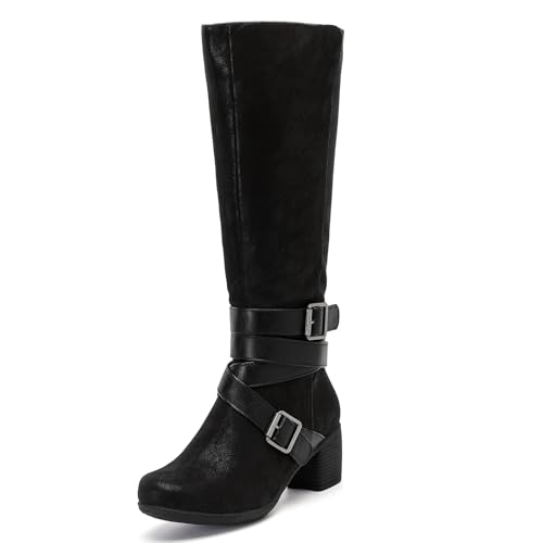 Women's Knee High Boots with Chunky Heel, Pointed Toe, Comfortable and Fashionable for Fall and Winter Wear for Women.