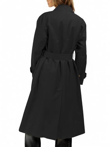 Womens Trench Coats Single Breasted Long Windproof Overcoat with Pockets and Belt