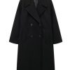 Women's Notched Collar Wool Blend Pea Coat Winter Double Breasted Trench Coat Long Oversized Button Down Overcoats