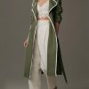 Womens Long Trench Coat Casual Double Breasted Windproof Jacket Classic Lapel Overcoat with Belt