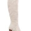 Womens Knee High Boots Square Toe Chunky Block Heel Side Zipper Faux Suede Long Boots Fall Winter Shoes