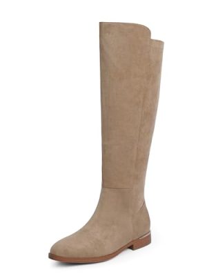 Knee High Boots Women Flat Rounded Toe Stretchy Boots Side Zipper Dress Tall Boot
