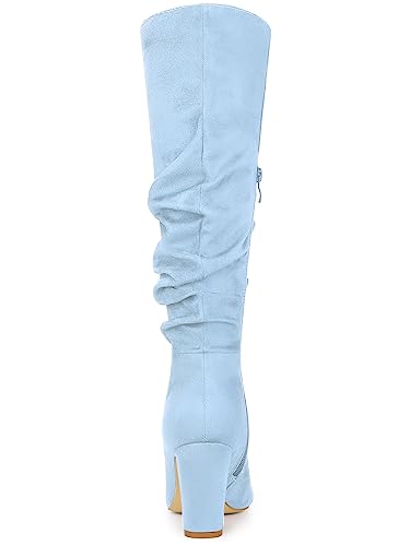 Women's Slouch Pointed Toe Chunky Heel Knee High Boots