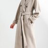 Women Wool Blend Pea Coat Camel Notched Collar Double Breasted Outerwear Jacket
