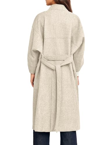 Womens Long Pea Coats Oversized Wrap Wool Blend Trench Coats Winter Open Front Cardigan Overcoats