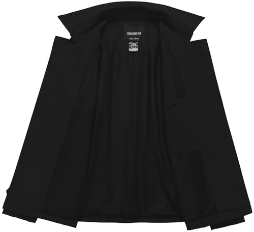 Women's Cropped Trench Coat Classic Double Breasted Lapel Jacket Water Repellent Outerwear