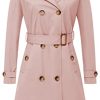 Women's Double Breasted Long Trench Coats Mid-Length Belted Overcoat Dress Jacket with Detachable Hood