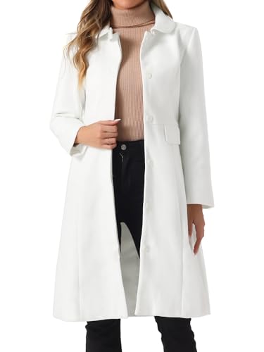 Winter Trench Coat for Women Overcoat Peter Pan Collar Single Breasted Long Pea Coat