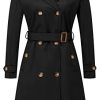 Women's Double Breasted Long Trench Coats Mid-Length Belted Overcoat Dress Jacket with Detachable Hood