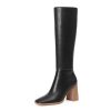 Knee High Boots Women Pointed Toe Stiletto Heel Tall Dress Boots Side Zipper Heeled Boots for Women