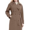 Women Trench Coats Loose Fit, Double Breasted Spring Fall Water Resistant Thin Long Jacket Belted Overcoat