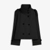 Women's Cropped Trench Coat Double Breasted Short Jacket High Collar Fall Winter Coats Trendy Outfit with Belt