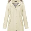 Women Waterproof Outdoor Hiking Raincoat Women Lined Rain Jacket Lightweight Hooded Jackets Trench Coats
