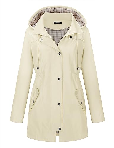 Women Waterproof Outdoor Hiking Raincoat Women Lined Rain Jacket Lightweight Hooded Jackets Trench Coats
