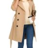 Trench Coat for Women – Double-Breasted Long Winter Faux Wool Coat
